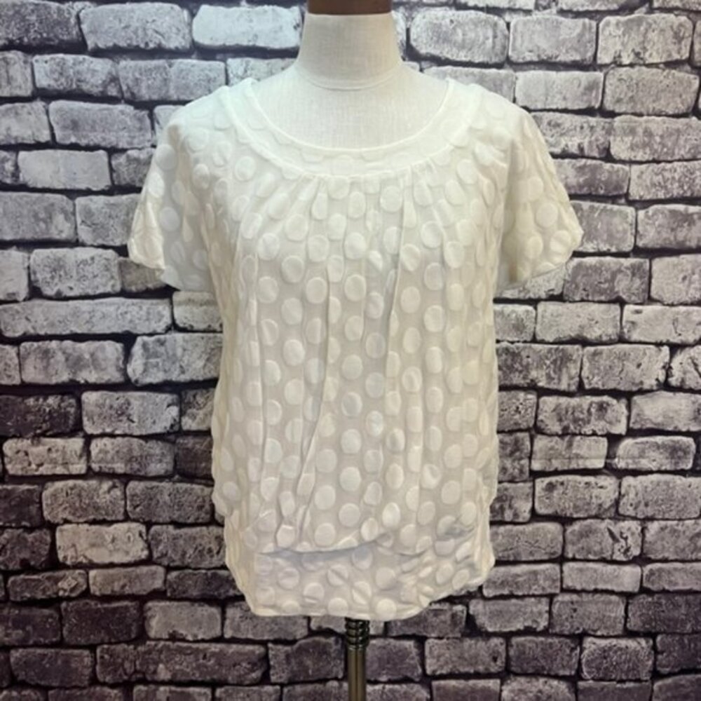 Alfani White Short Sleeve Pull Over Blouse Size XL